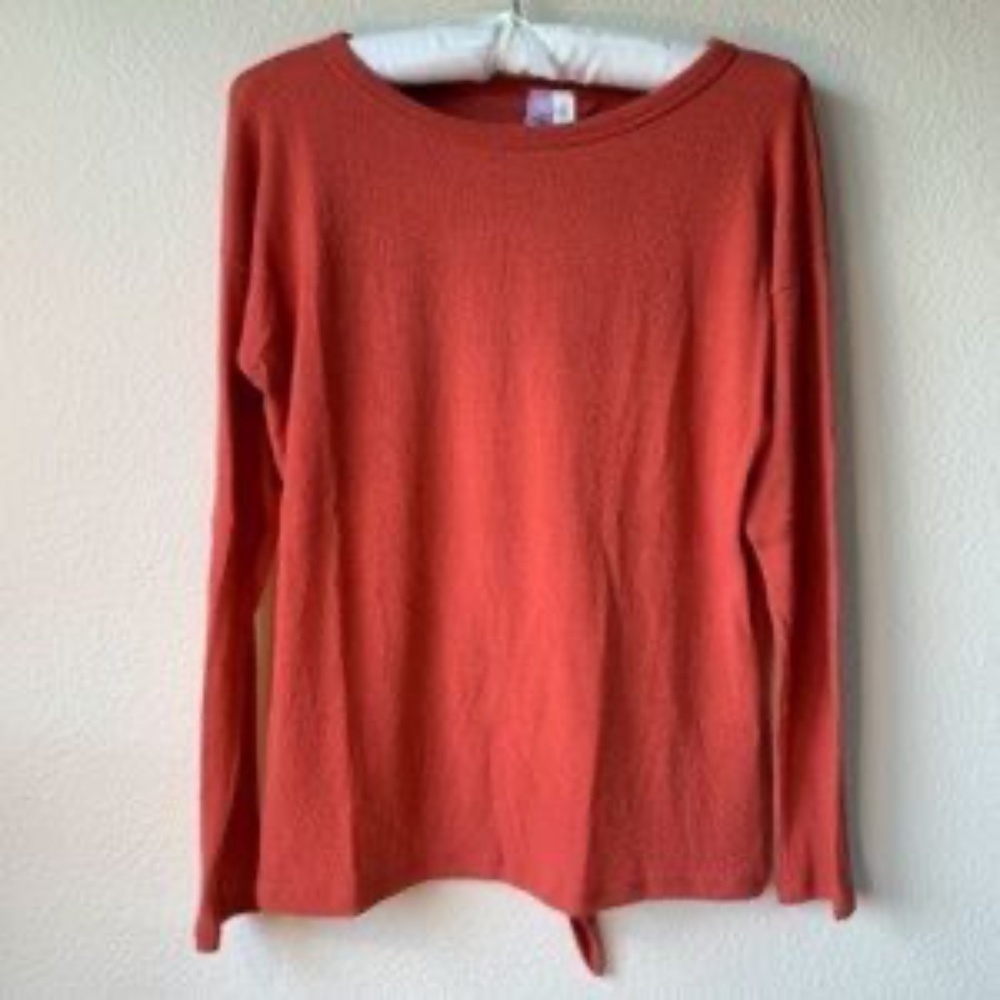 Alya Burnt Orange Sweater Long Sleeve with Keyhole Back Tie in Back Light XS - Picture 5 of 9
